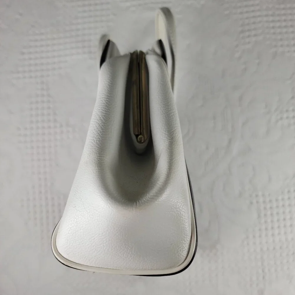 Vintage purse frame bag MCM classic white blue black cream red wide retro stripe - Picture 8 of 12